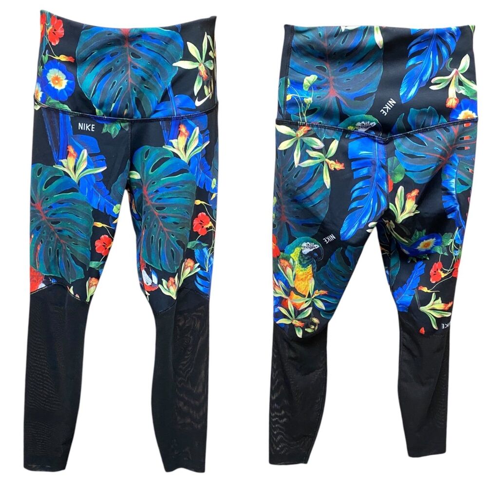 Nike Power training Floral 7/8 length Mesh Leggings Multicolor Size Medium M